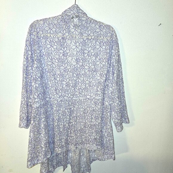 Draper's & Damon's Purple and White Lace Coverup / Over Piece / Jacket Size 2X - Picture 4 of 8